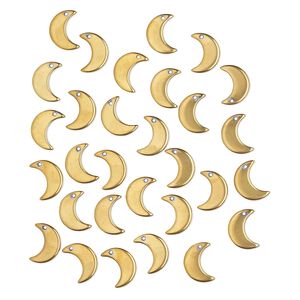 Drop, pressed glass, opaque light bronze, 16 x 12mm pressed moon, top-drilled. Sold per pkg of 30.