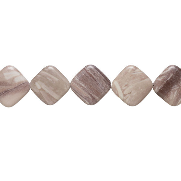 Coffee marble 1pkg1, puffed diamond bead natural, 15 inch 34-35mm image number 1