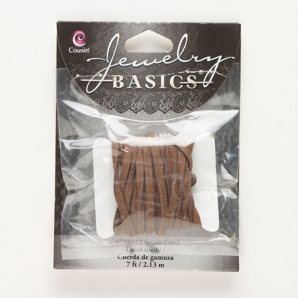 Cord, faux suede, brown, 3mm flat. Sold per pkg of 7 feet. image number 0