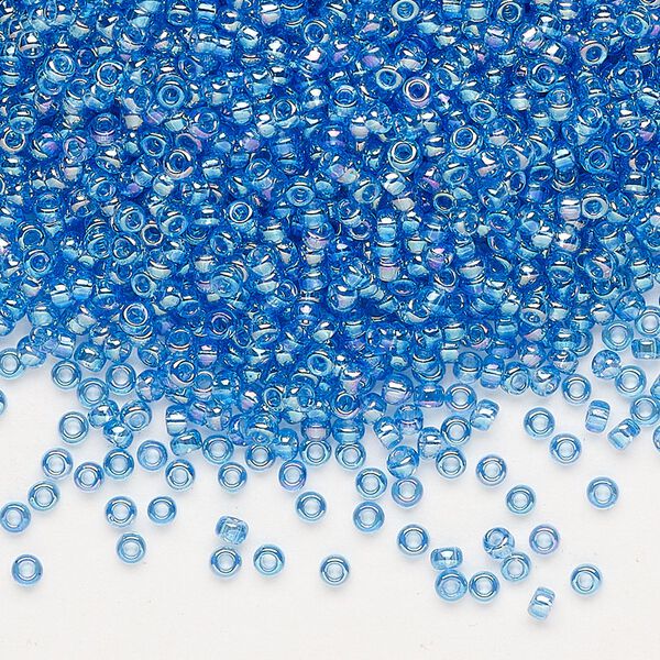 Seed bead, Miyuki, glass, pkg/25g, #11 rocaille, translucent rainbow light blue (RR-261). image number 0
