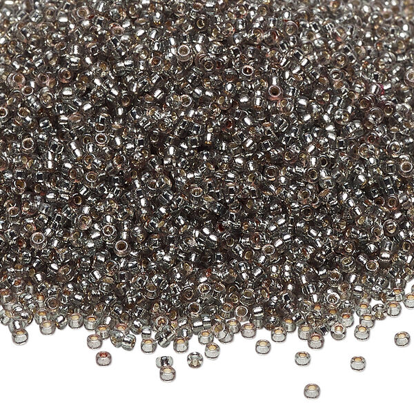 Seed bead, Miyuki, glass, pkg/250g, #15 rocaille, Duracoat® transparent silver-lined dark seafoam, (RR-4274). image number 0