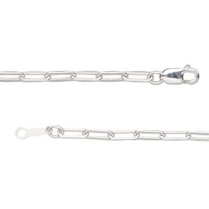Chain 1pkg1 sterling silver paperclip, 2.5mm / lobster claw clasp, 18 inch