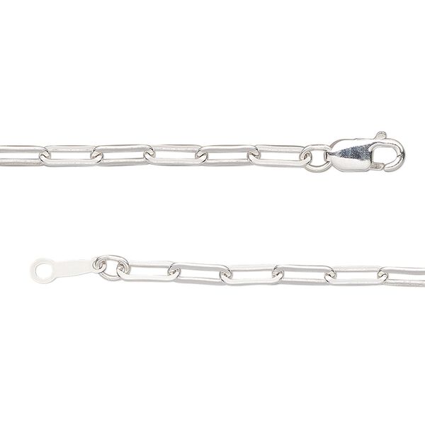 Chain, sterling silver, 2.5mm paperclip, 18 inches with lobster claw clasp. Sold individually. image number 0