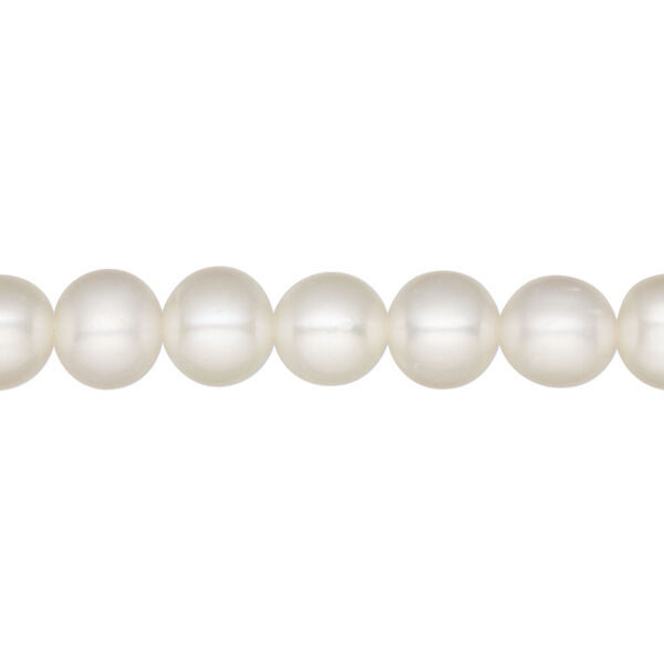 Pearl, White Lotus™, cultured freshwater (bleached), white, 7-8mm semi-round, C grade, Mohs hardness 2-1/2 to 4. Sold per 15-1/2" to 16" strand. image number 0