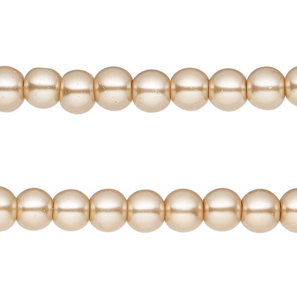 Bead, glass pearl, light brown, 5-6mm round. Sold per pkg of (2) 15-inch strands, approximately 140 beads. image number 0