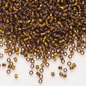 Seed bead, Dyna-Mites™, glass, pkg/40g, #11 round, transparent silver-lined root beer, (84:SR 11/0 SR).