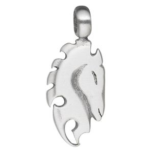 Pendant, "pewter" (zinc-based alloy), 47x19mm horse head. Sold individually.