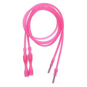 Necklace cord, silicone, translucent hot pink, 2-2.2mm wide, 16 inches with snap closure. Sold per pkg of 4.