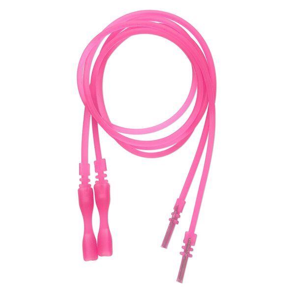 Necklace cord, silicone, translucent hot pink, 2-2.2mm wide, 16 inches with snap closure. Sold per pkg of 4. image number 0