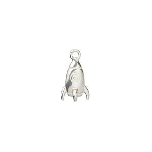 Charm Amoracast® 1pkg1 sterling silver, 10x7mm single-sided rocketship