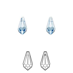 Drop 24pk cool blue, Crystal Passions® Regenerated 11x5.5mm pendant teardrop 6000