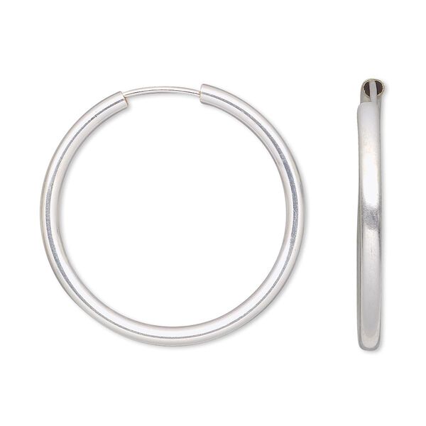 Earring, sterling silver-filled, 28mm round hoop with endless-loop closure. Sold per pair. image number 0