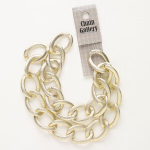 Chain, aluminum, pkg/17 inches, gold, 20-21mm textured curb.