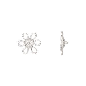 Link, JBB Findings, sterling silver, 11mm flower with 6 loops. Sold per pkg of 2.