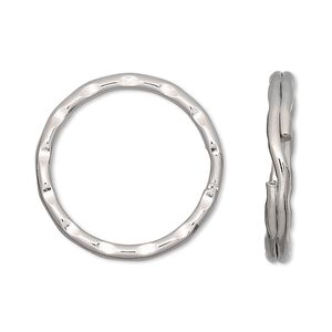 Split ring, nickel-finished steel, 25mm hammered round. Sold per pkg of 10.