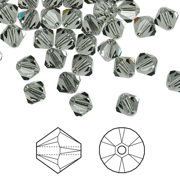 Bead 360pk black diamond, Swarovski® 6mm XILION bicone 5328 image number 0