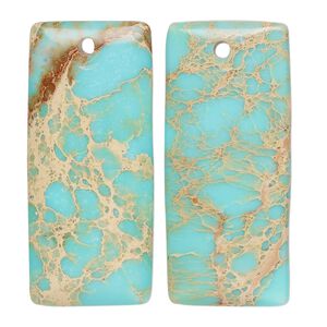 Magnesite 1pkg2, hand-cut puffed rectangle focal 35x15mm