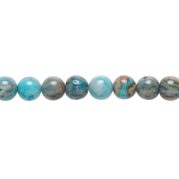 Bead, crazy lace agate (dyed), light to dark blue, 6mm round, B grade, Mohs hardness 6-1/2 to 7. Sold per 15-1/2" to 16" strand. image number 0