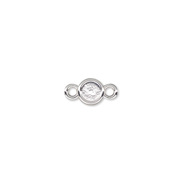Link, Almost Instant Jewelry®, silver-plated "pewter" (zinc-based alloy), 7mm flat round with SS20 rose setting. Sold per pkg of 2. image number 0