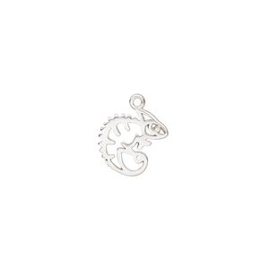 Charm Amoracast® 1pkg1 sterling silver, 11mm 2-sided cutout chameleon