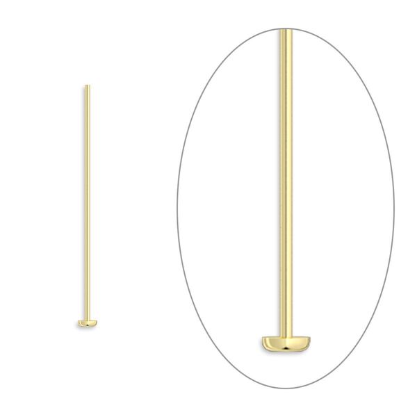 Head pin, 14Kt gold-filled, 1 inch with cup, 24 gauge. Sold per pkg of 10. image number 0