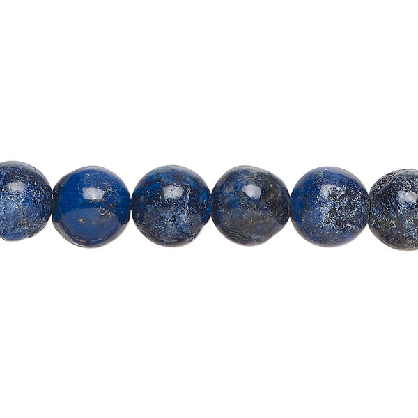 Bead, lapis lazuli (dyed), 8-10mm round, C- grade, Mohs hardness 5-6. Sold per 15-inch strand, approximately 45 beads. image number 0