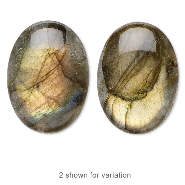 Cabochon, labradorite (natural), 30x22mm calibrated oval, B grade, Mohs hardness 6 to 6-1/2. Sold individually. image number 0