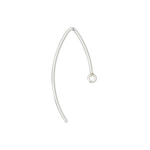 Ear wire 1pkg2 sterling silver, 18mm marquise / round wire / closed loop, 20 gauge 1 pair