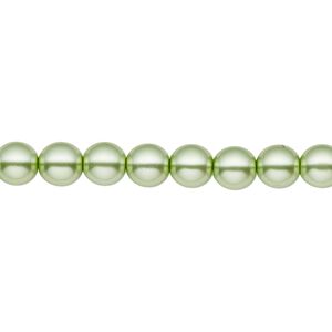 Bead, Czech pearl-coated glass druk, opaque light green, 6mm round. Sold per 15-1/2" to 16" strand.