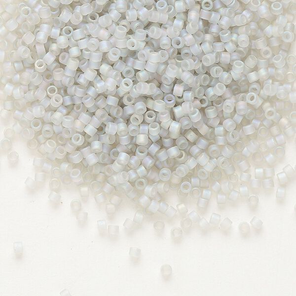 Seed bead, Delica®, glass, pkg/250g, #11 round, translucent matte rainbow grey mist (DB-1286). image number 0