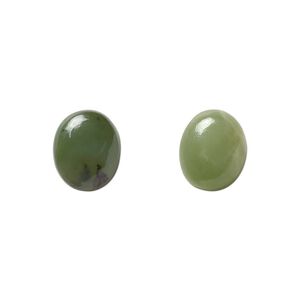 Nephrite jade 1pkg2, calibrated oval cab natural 12x10mm