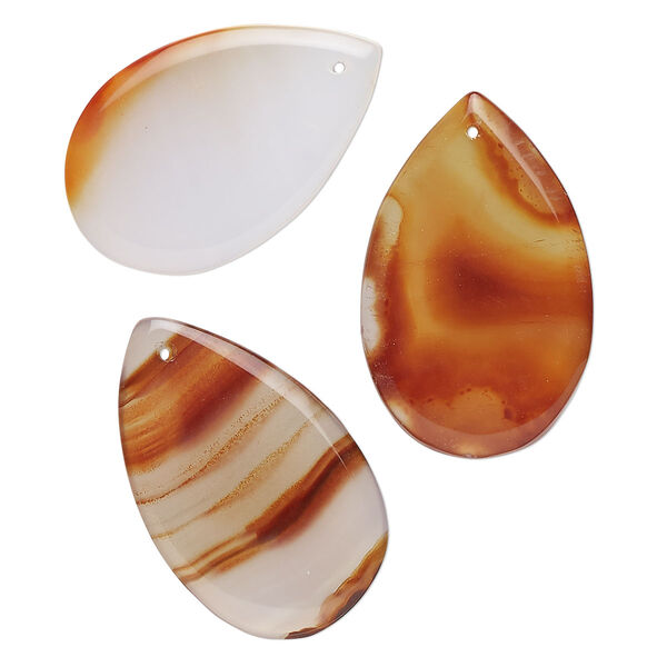 Red agate 1pkg3, teardrop focal C grade, 25x16mm-30x19mm image number 0