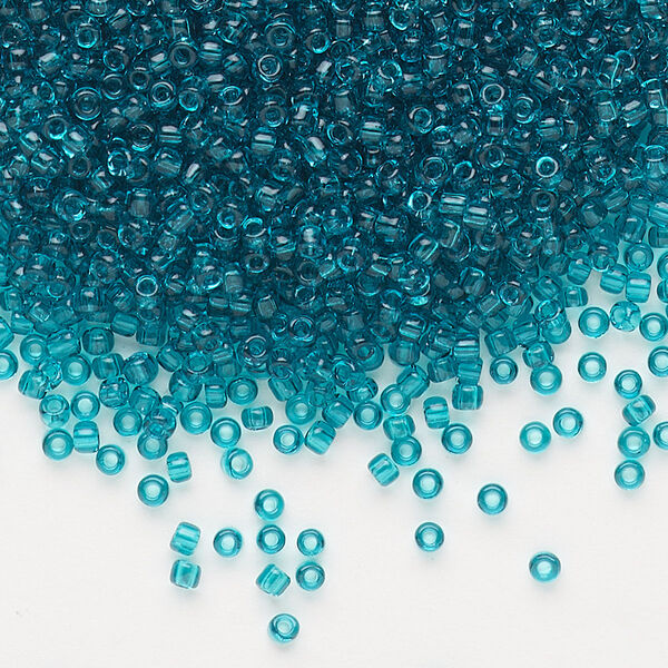 Seed bead, Dyna-Mites™, glass, pkg/40g, #11 round, transparent teal blue, (21 11/0 RR). image number 0