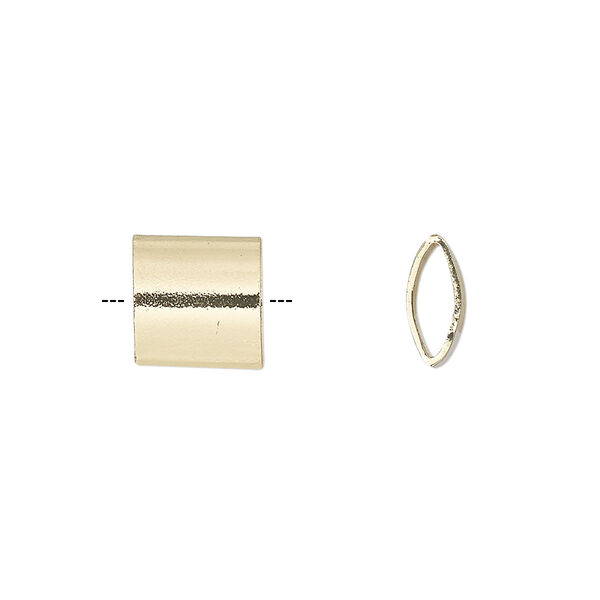 Bead, gold-finished brass, 9.5x9mm marquise tube with 7x3mm hole. Sold per pkg of 6. image number 0