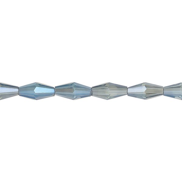 Bead, glass, crystal blue shade, 8.5x4mm long bicone. Sold per 15-1/2 to 16-inch strand. image number 0