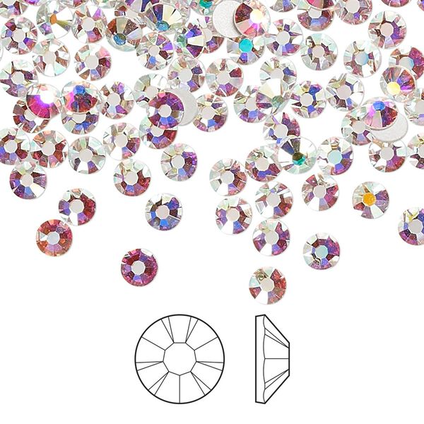 Flat back 1440pk crystal AB foil back, Preciosa MAXIMA Czech crystal rhinestone 3.8-4mm chaton rose round SS16 image number 0