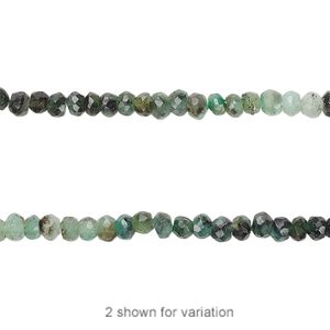 Emerald 1pkg1, hand-cut faceted rondelle bead 13 inch 3x2mm-4x3mm