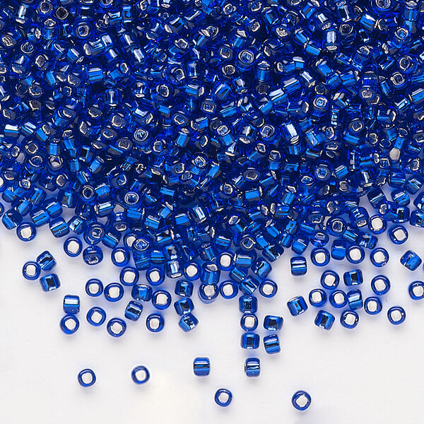 Seed bead, Dyna-Mites™, glass, pkg/1/2kg, #11 round, transparent silver-lined cobalt blue, (74:SR 11/0 SR). image number 0