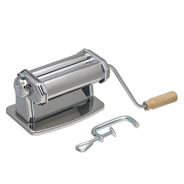 Poly-roller machine, Imperia®, plastic / wood / rubber / nickel- / chrome-plated steel, white and black, 7-1/2 x 5-1/4 x 5 inches with table clamp and 6x4-1/4 inch handle. Sold individually. image number 0