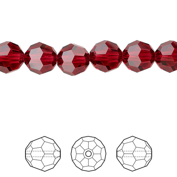 Bead 288pk scarlet, Swarovski® 8mm round 5000 image number 0