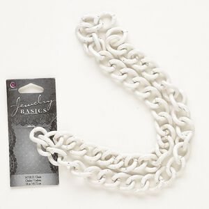 Chain, steel and enamel, white, 12mm curb. Sold per pkg of 18 inches.