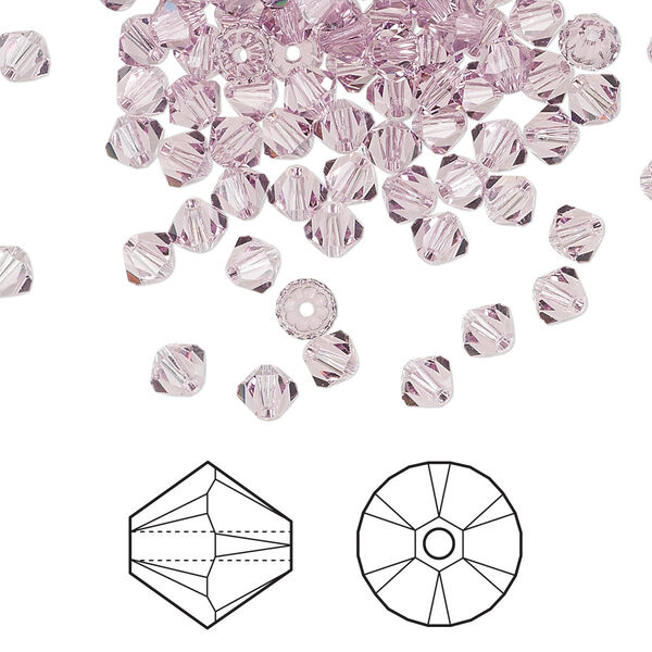 Bead 1440pk light amethyst, Swarovski® 4mm XILION bicone 5328 image number 0