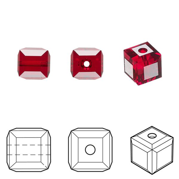 Bead 96pk Siam, Swarovski® 8mm cube 5601 image number 0