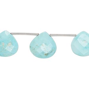 Imperial crown turquoise 1pkg7, hand-cut top-drilled faceted puffed teardrop bead natural 12-14mm