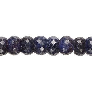 Blue sapphire 1pkg1, hand-cut faceted rondelle bead 14 inch 8x6mm-10x7mm
