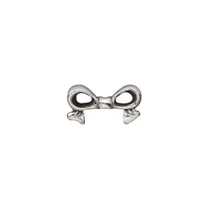 Bead, pewter (tin-based alloy), pkg/1, antique silver plate, 16x9mm double-sided bow, fits 8mm cube.
