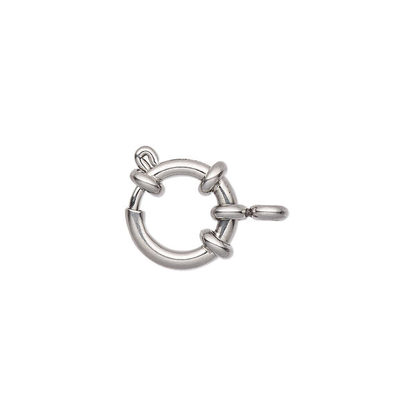 Clasp, springring, stainless steel, 13mm with nautical design. Sold individually. image number 0
