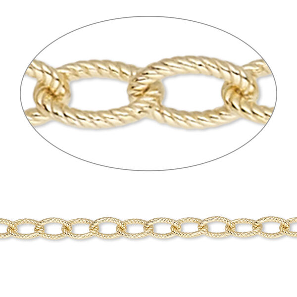 Chain, 14Kt gold-filled, 5x4mm textured cable. Sold per pkg of 5 feet. image number 0