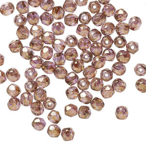 Bead 1pkg1200, Czech fire-polished glass, copper luster, 4mm faceted round, 1 mass.