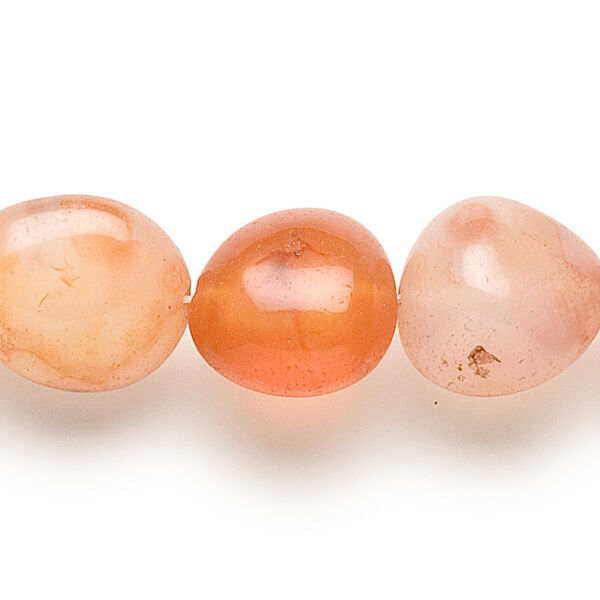 Bead, carnelian (dyed / heated), medium tumbled nugget, Mohs hardness 6-1/2 to 7. Sold per 15-1/2 to 16-inch strand. image number 0